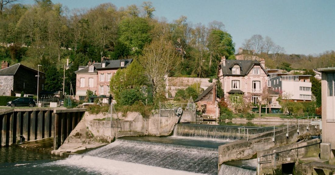 Hydroelectric Power - Water supply network near buildings
